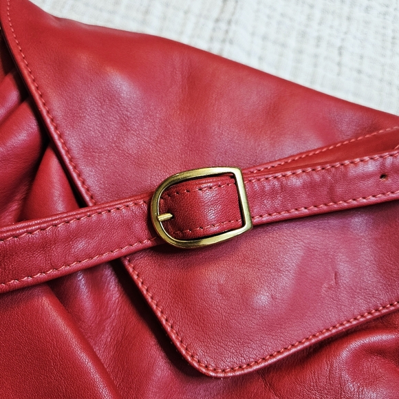 Vintage 80s Libaire California Red Leather Purse - Picture 5 of 11